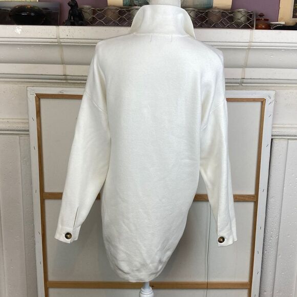Truth by Republic Long Ivory Sweater Cardigan Shacket w/button flap pockets warm - Picture 2 of 11